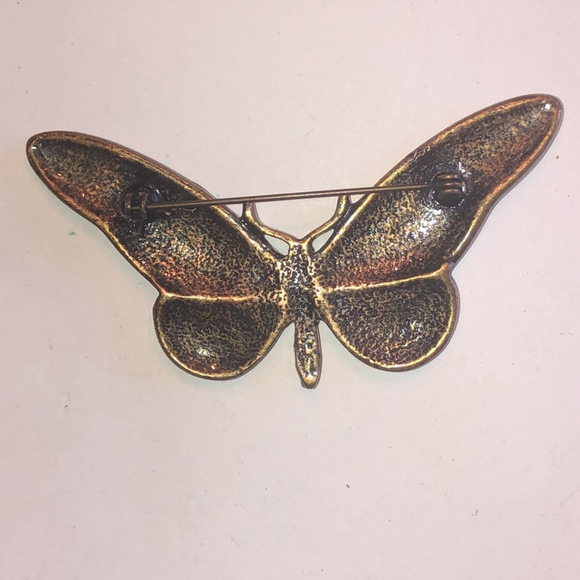 Vintage Elegant Red and Gold Tone Butterfly Brooch - Picture 3 of 4